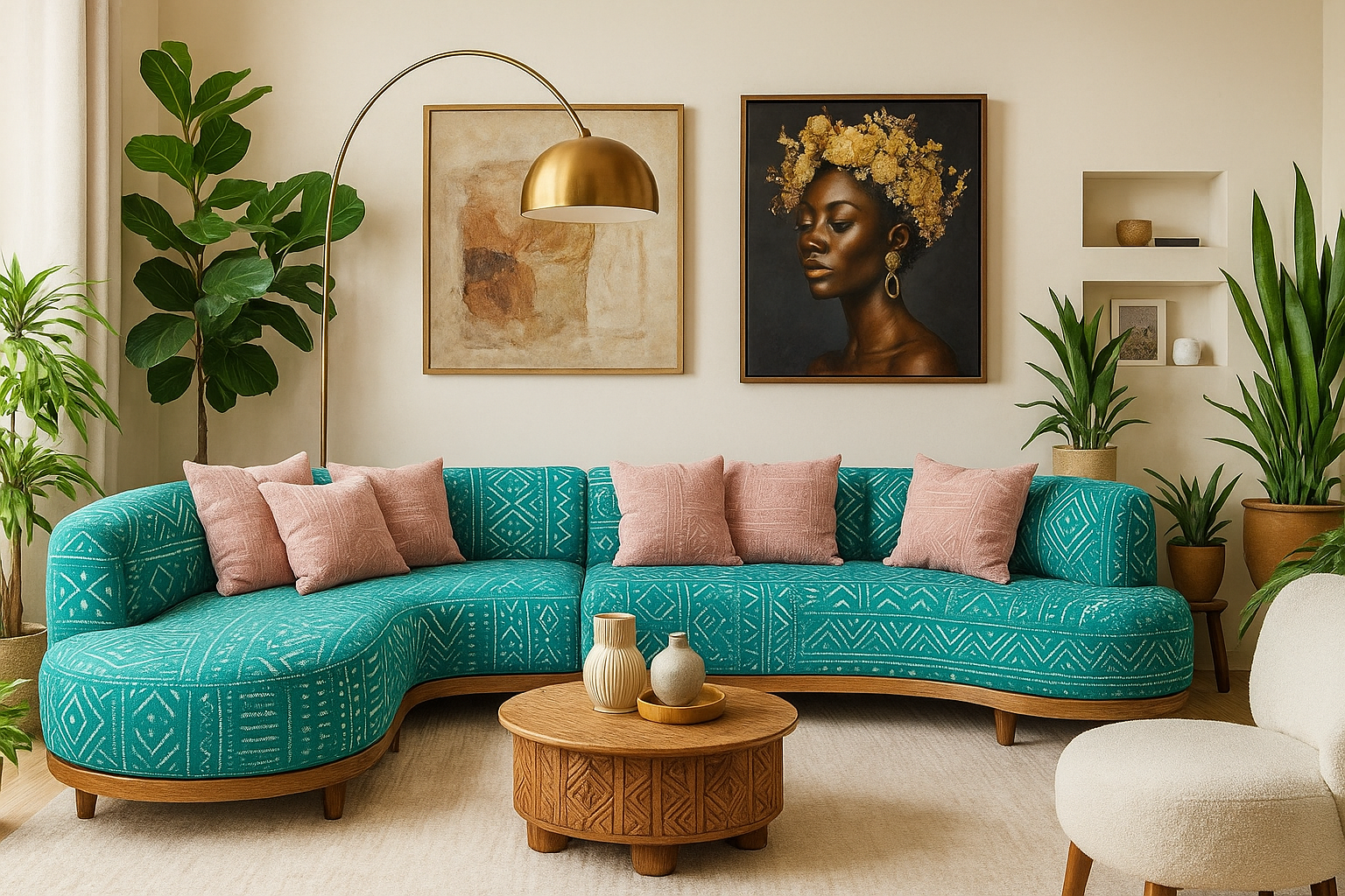 Modern Bouclé Swivel Accent