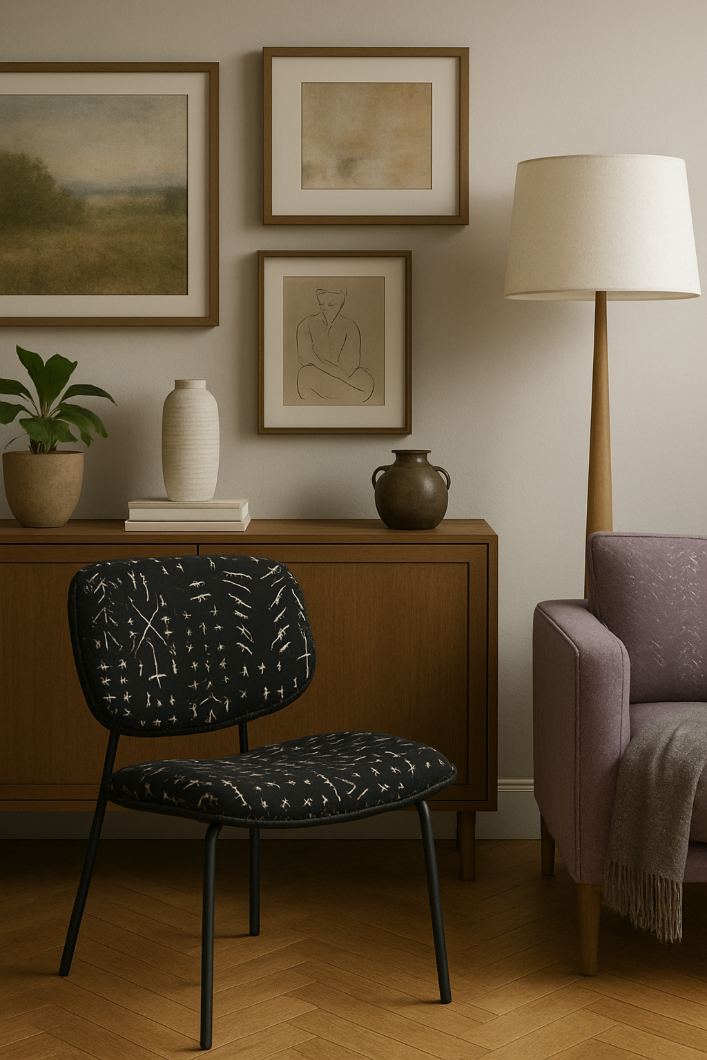 Obsidian Mudcloth Accent Chair