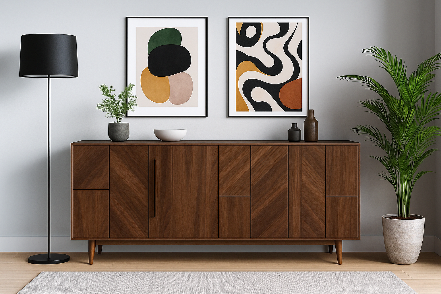 The Valente Walnut Sideboard