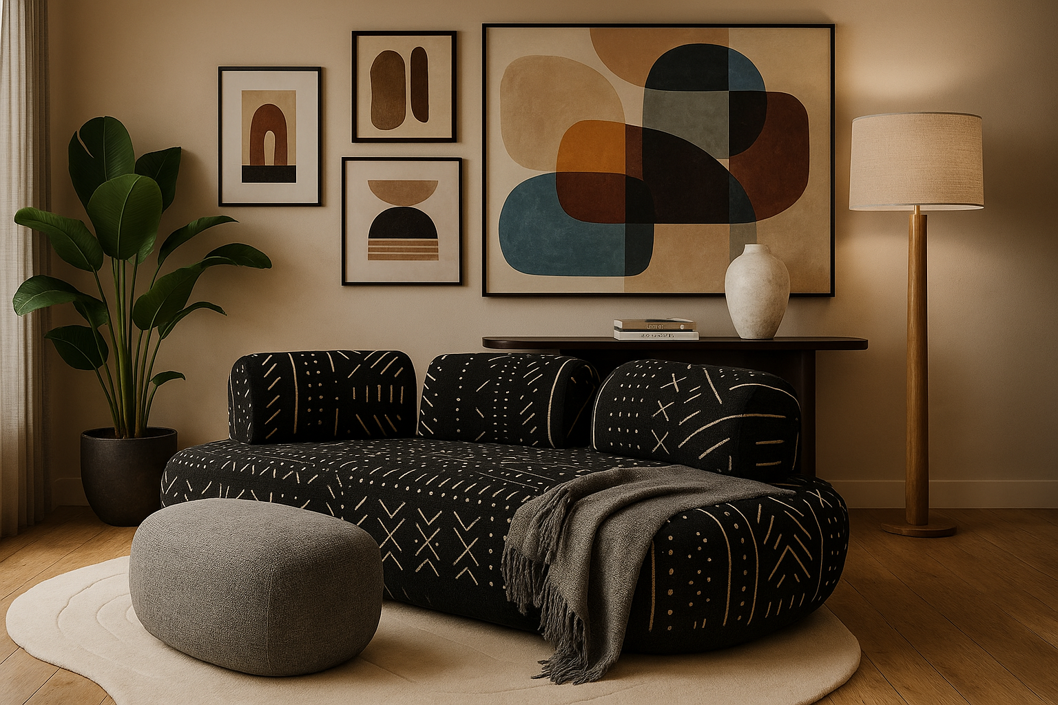 Obsidian Mudcloth Sofa